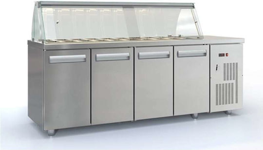 Inox Dobros Floor Refrigerated Display Case with Capacity 20x1/4 GN 225x70x126cm