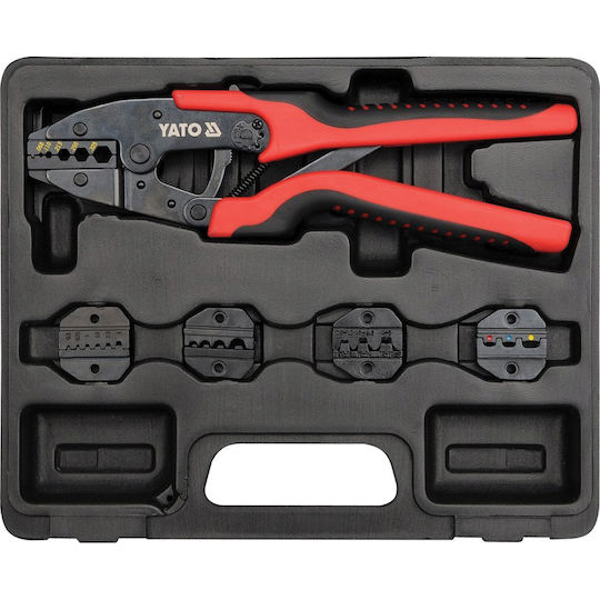 Yato Crimping Pliers Cross-Section 0.5 - 6mm² with Ratchet Mechanism with Castanets & Interchangeable Jaws Length 260mm