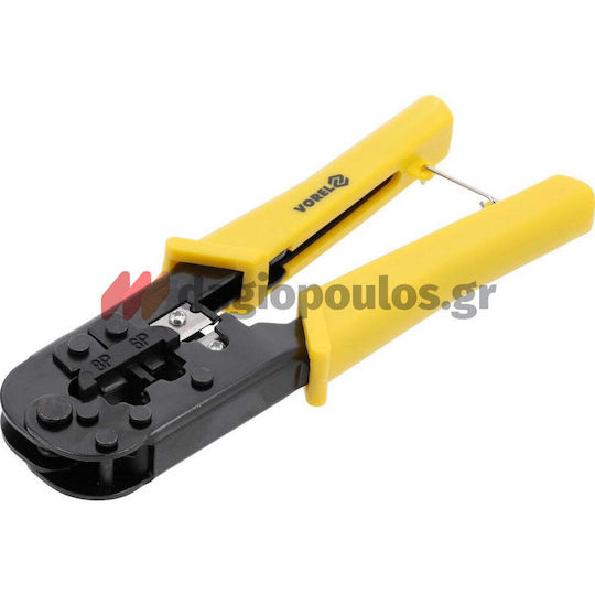 Vorel Πρέσα Ακροδεκτών Δικτύου RJ11, RJ45 με Απογυμνωτή και Μόνωση (Μήκος 180mm)