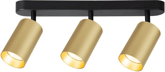 Eko Light Τριπλό Σποτ με Ντουί GU10 σε Χρυσό Χρώμα