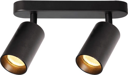 Eko Light Διπλό Σποτ με Ντουί GU10 σε Μαύρο Χρώμα