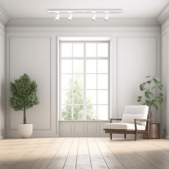 Eko Light Spot cu 4 Lumini și cu Soclu GU10 în Culoare Alb