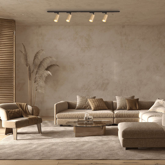 Eko Light Spot mit 4 Lichtern und mit Fassung GU10 in Gold Farbe
