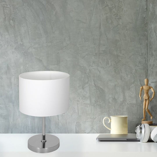Eko Light Stoff Tischlampe für Fassung E27 mit Weiß Schirm und Basis