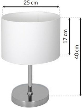 Eko Light Stoff Tischlampe für Fassung E27 mit Weiß Schirm und Basis