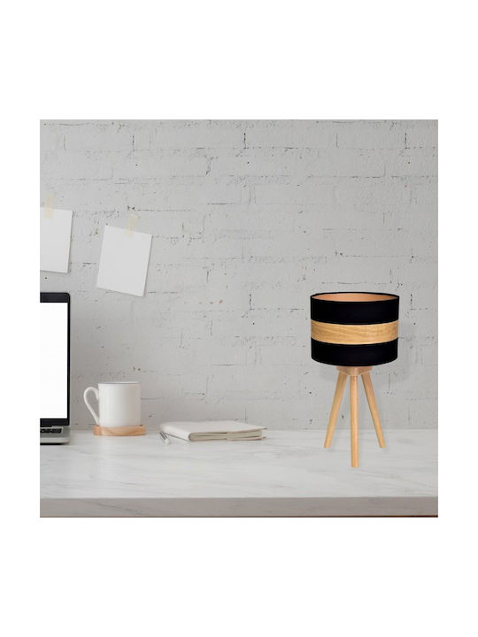 Eko Light Wood Table Lamp for Socket E27 with Orange Shade and Base