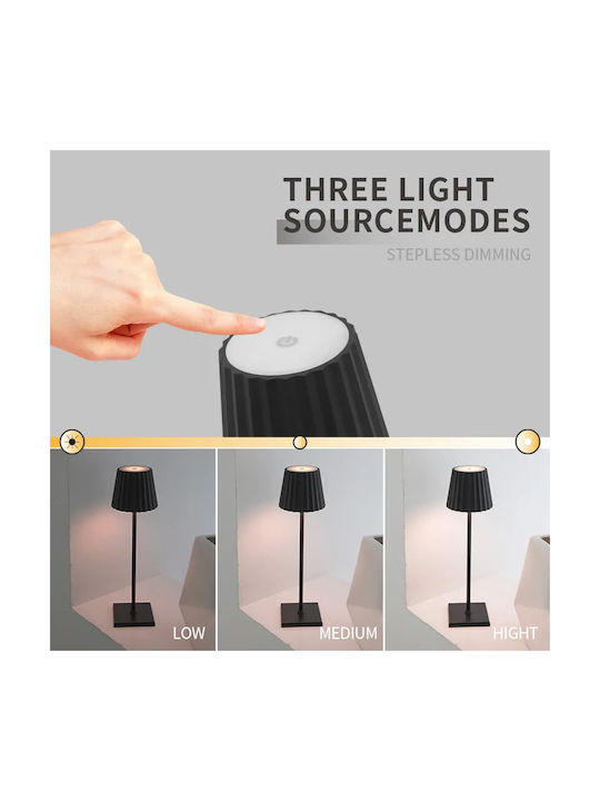 Keskor Metal Table Lamp LED with Black Shade and Base