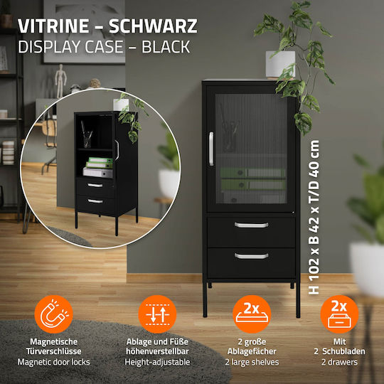 Floor Living Room Display Cabinet from Particle Board with Windowed Black 42x40x102cm 490016590 Floor Living Room Display Cabinet from Particle Board with Windowed Black 42x40x102cm 490016590