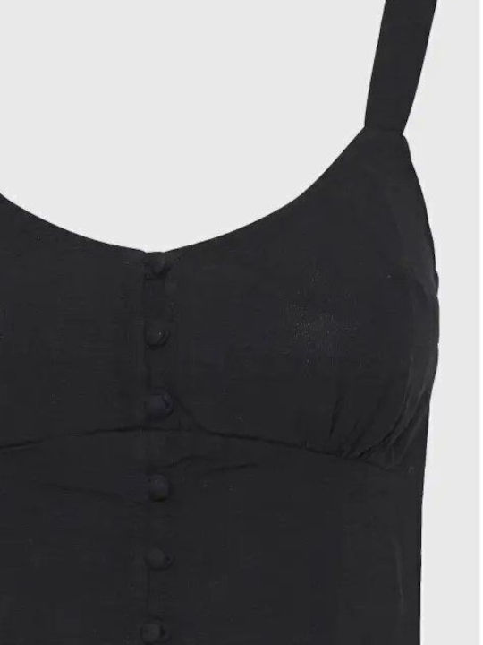 Women's Summer Crop Top Linen Black
