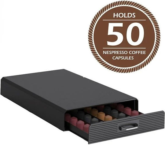 Sertar Organizator Capsule Nespresso cu Capacitate de 50 de Bucăți Negru