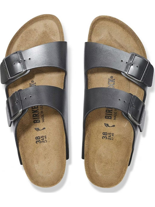 Arizona Women's Flat Sandals Metallic Black Narrow Fit