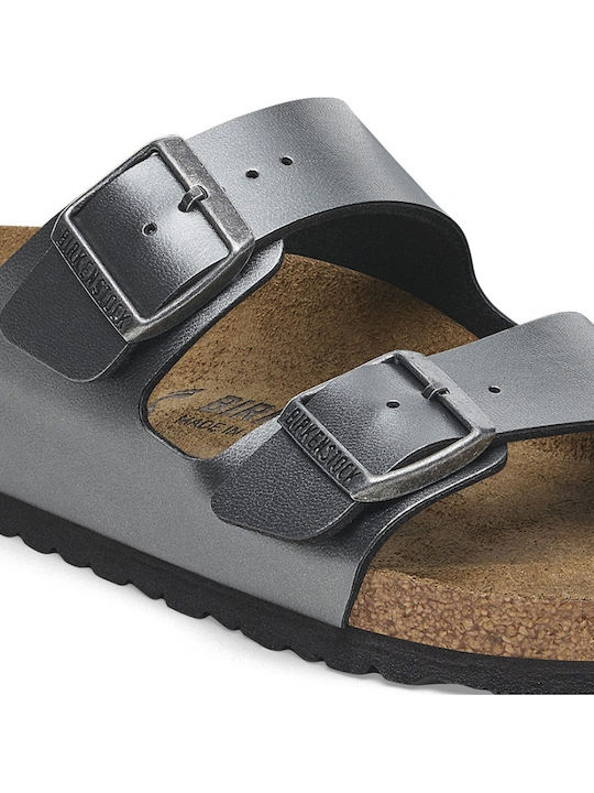 Arizona Women's Flat Sandals Metallic Black Narrow Fit