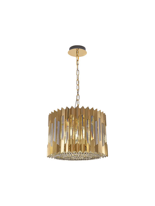 Eko Light Hängelampe Gold mit Kristallen für Fassung E14, E.14 42x42cm.