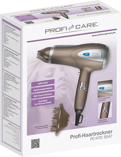 ProfiCare PC-HT 3047 Ionic Haartrockner mit Diffusor 2200W Brown