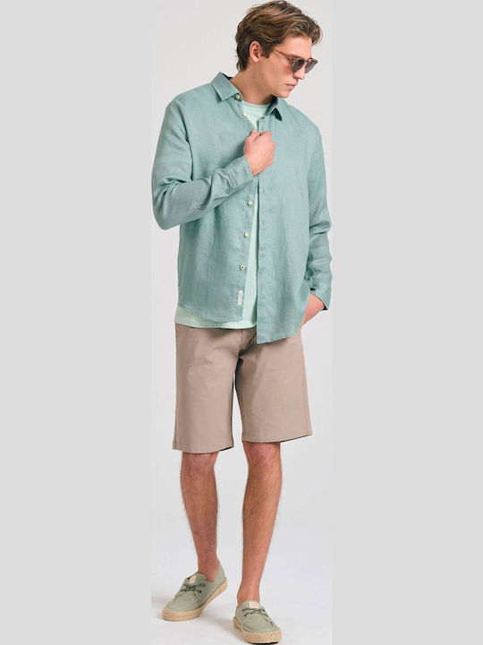 Long-sleeved Linen Shirt Sage Green