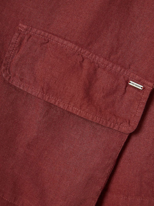 Къс ръкав Риза Едноцветен Spice Brown Burgundy