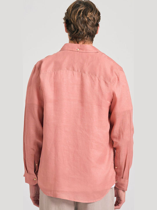 Long-sleeved Linen Shirt Dry Peach