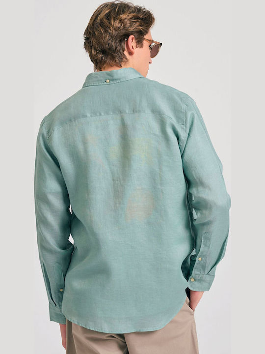 Long-sleeved Linen Shirt Sage Green
