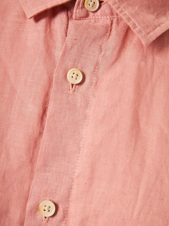 Long-sleeved Linen Shirt Dry Peach