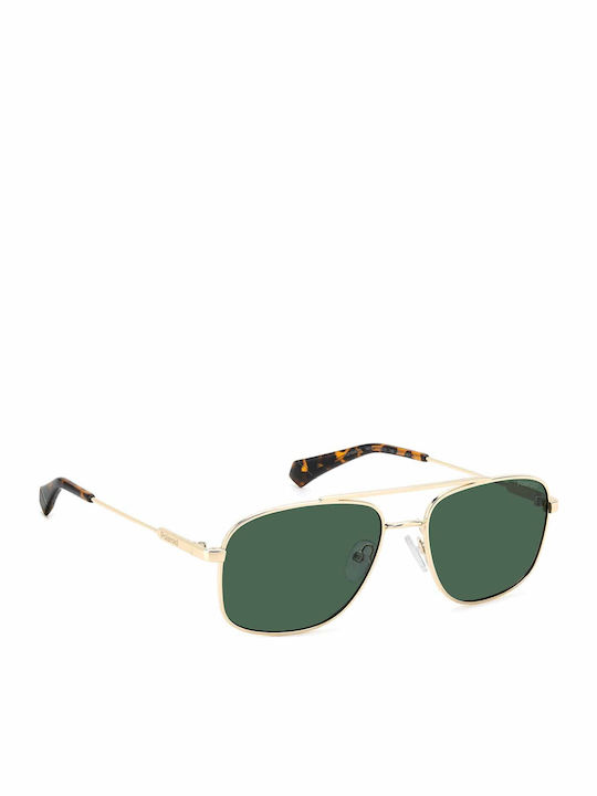 Polaroid Herren Sonnenbrille mit Gold Metall Gestell und Grün Linse PLD6235/S/X PEF/UC