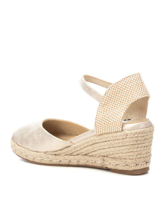 Women's Synthetic Leather Platform Espadrilles Gold