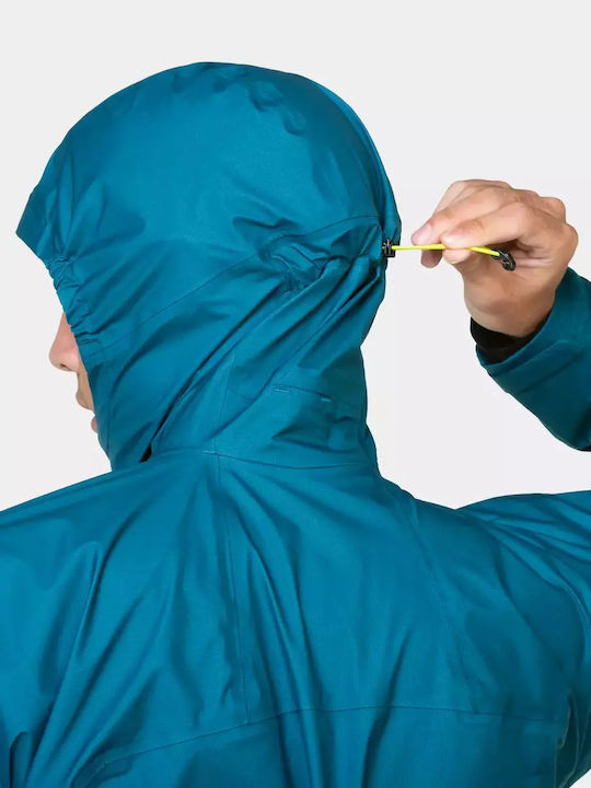 Geci Bărbați Hardshell Waterproof și cu protecție împotriva vântului Deep Teal/acid Albastru