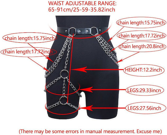Stil Punk Provocator Ham Talie Sexy Din Piele Sintetică Cu Lanțuri Metalice
