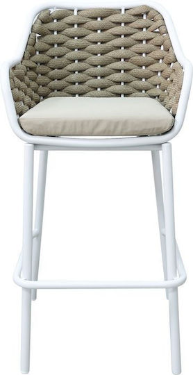 Outdoor Chair Metallic Zuki White with Cushion 55x54x109cm