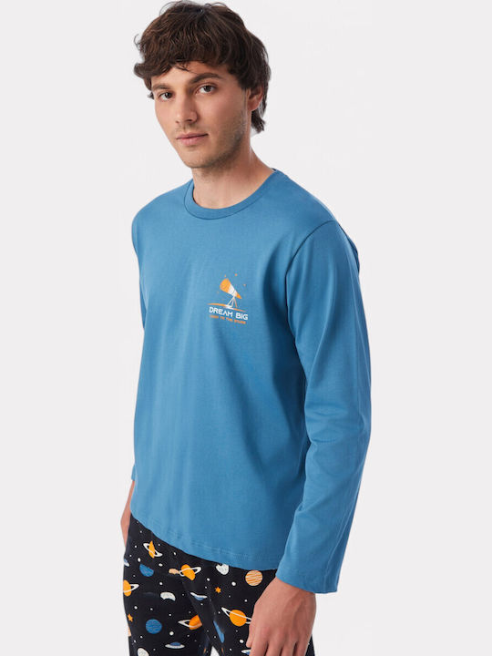 Men's Cotton Pyjamas Minerva Universe Men's Printed Blue 90-71104-670-blue