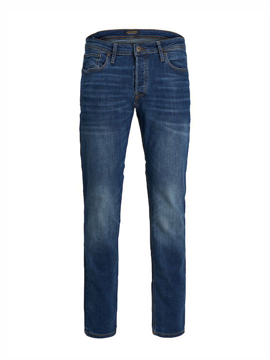 Glenn Men's Jeans Pants Elastic with Slim Straight Fit Blue Denim Noos