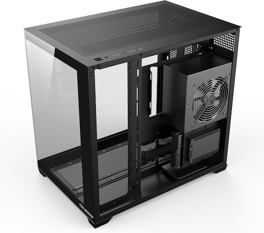 ProGaming Elite Cube Computer Case with Side Window and ARGB Lighting Black