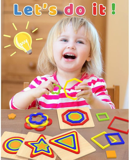 Wooden Kids Peg Puzzle 3d Geometric