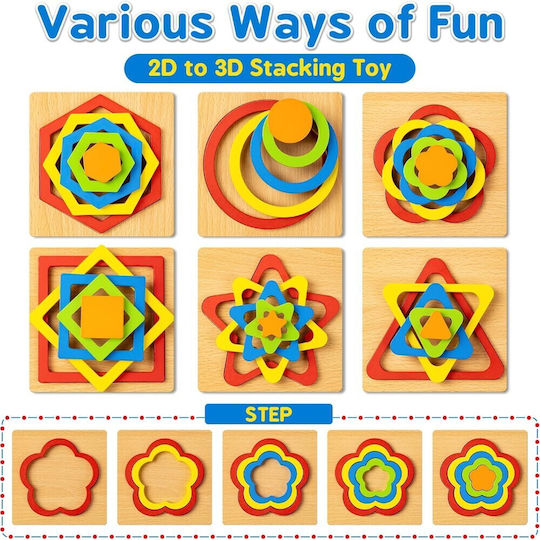 Wooden Kids Peg Puzzle 3d Geometric