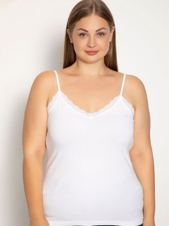Women's Cotton T-Shirt with Spaghetti Strap White