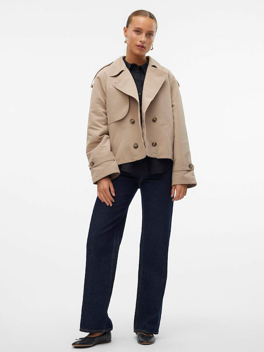 Chloe Women's Light Beige Coat with Buttons