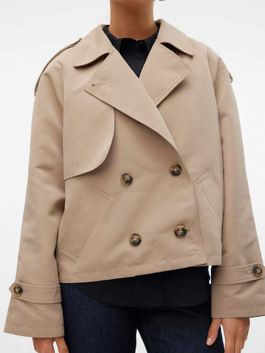 Chloe Women's Light Beige Coat with Buttons