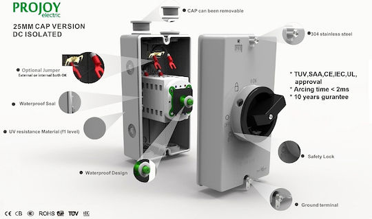 DC Превключвател Фотоволтаичен Projoy PEDS150-EL32R-2 2-полюсен