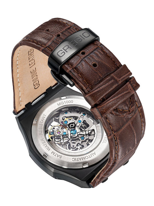 Gregio Women's Watch Automatic with Brown Leather Strap