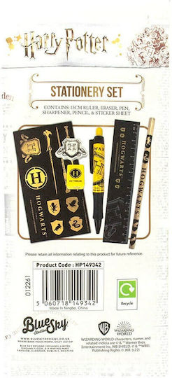 Blue Sky Studios Harry Potter Stationery Pouch Παιδικό Σετ Γραφικής Ύλης με Μολύβι, Ξύστρα, Γόμα, Σημειωματάριο, Στυλό, Χάρακα και Κασετίνα Blue Sky