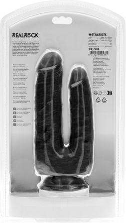 Shots Διπλό Dildo με Βεντούζα Μαύρο 15cm