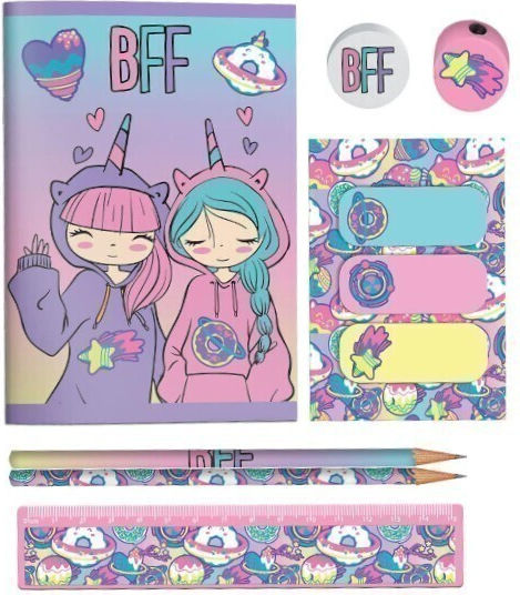 Must Team Kids Stationery Set with Pencil, Sharpener, Eraser, Notepad, Ruler and Pencil Case 10pcs
