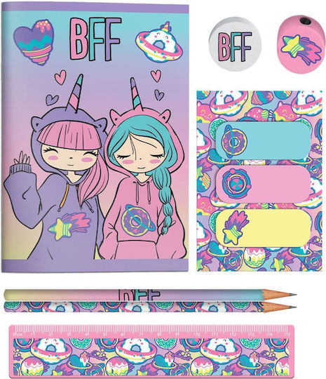 Must Team Kids Stationery Set with Pencil, Sharpener, Eraser, Notepad, Ruler and Pencil Case 10pcs