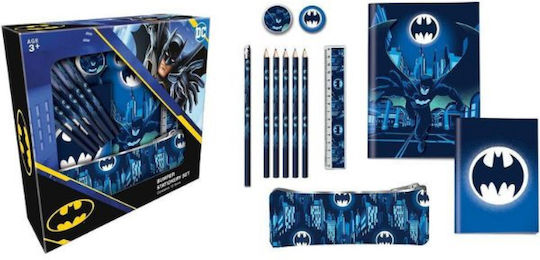 Batman Παιδικό Σετ Γραφικής Ύλης με Μολύβι, Ξύστρα, Γόμα, Σημειωματάριο, Χάρακα, Κασετίνα και Ξυλομπογιές 12τμχ