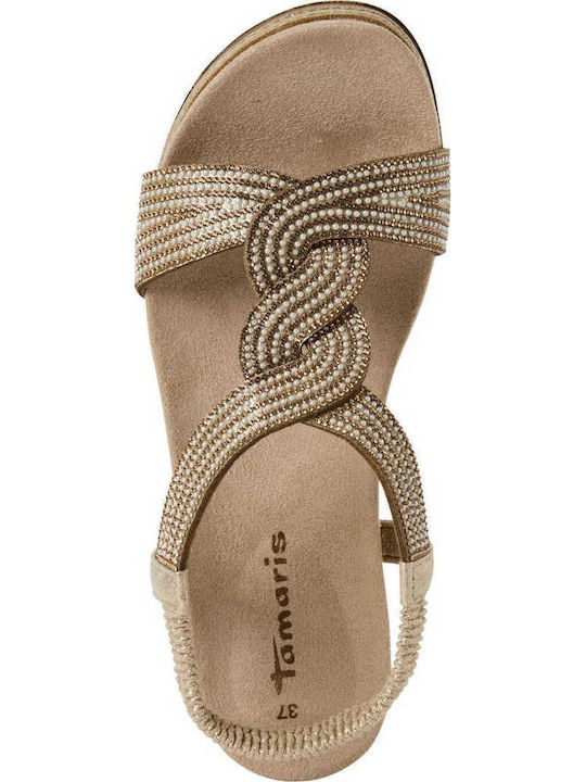 Women's Flat Sandals in Gold Color