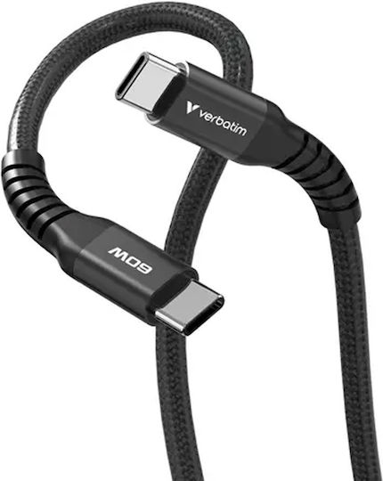 Verbatim Braided USB 2.0 Cable USB-C male - USB-C 60W Μαύρο 1.2m 31859