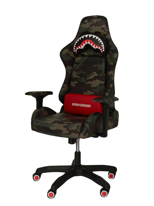 Sprayground Camo Shark Artificial Leather Gaming Chair with Adjustable Arms Black