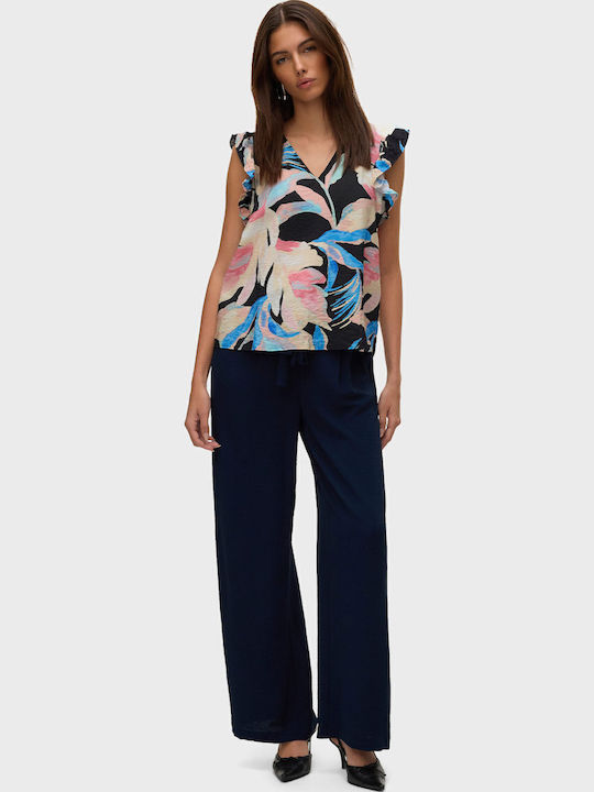 Josie Women's Sleeveless Blouse with V-Neckline Floral Floral