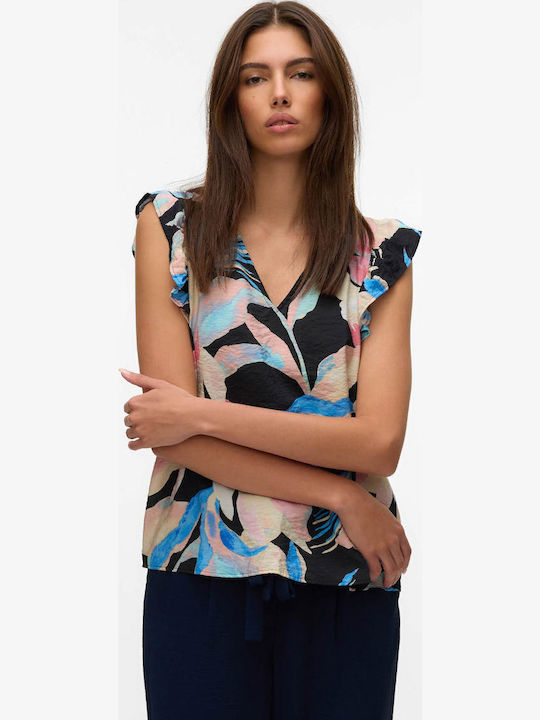 Josie Women's Sleeveless Blouse with V-Neckline Floral Floral
