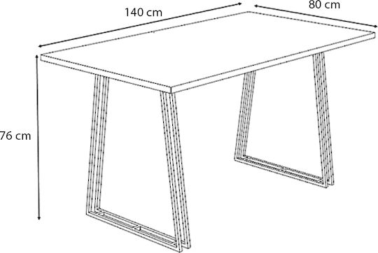 Gable Τραπέζι Κουζίνας Ξύλινο με Μεταλλικό Σκελετό Μαύρο / Sonoma 140x80x76εκ.