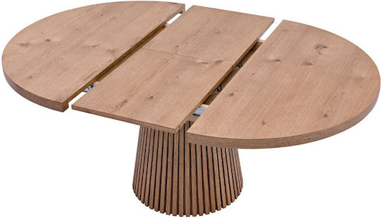 Foresta Oval Tisch Speisesaal Ausziehbar aus Massivholz Natural 130(+45)x130x76cm